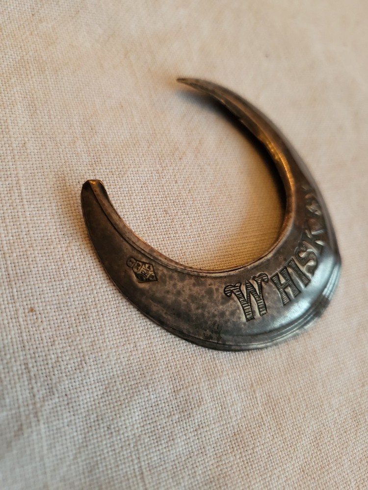 Antique Victorian Silver Plated Decanter Label c1880 WHISKEY.