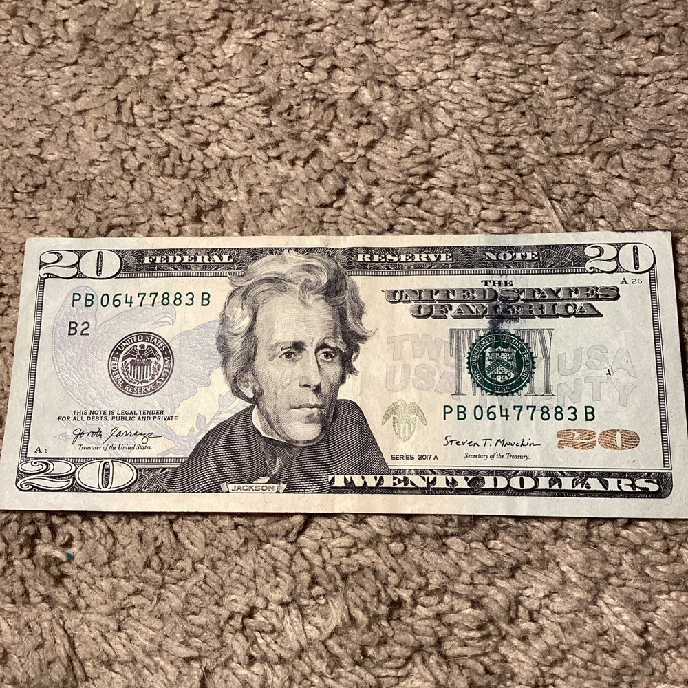 20 Dollar Bill Error, 20$ Ink Error 2017 PB06477883
