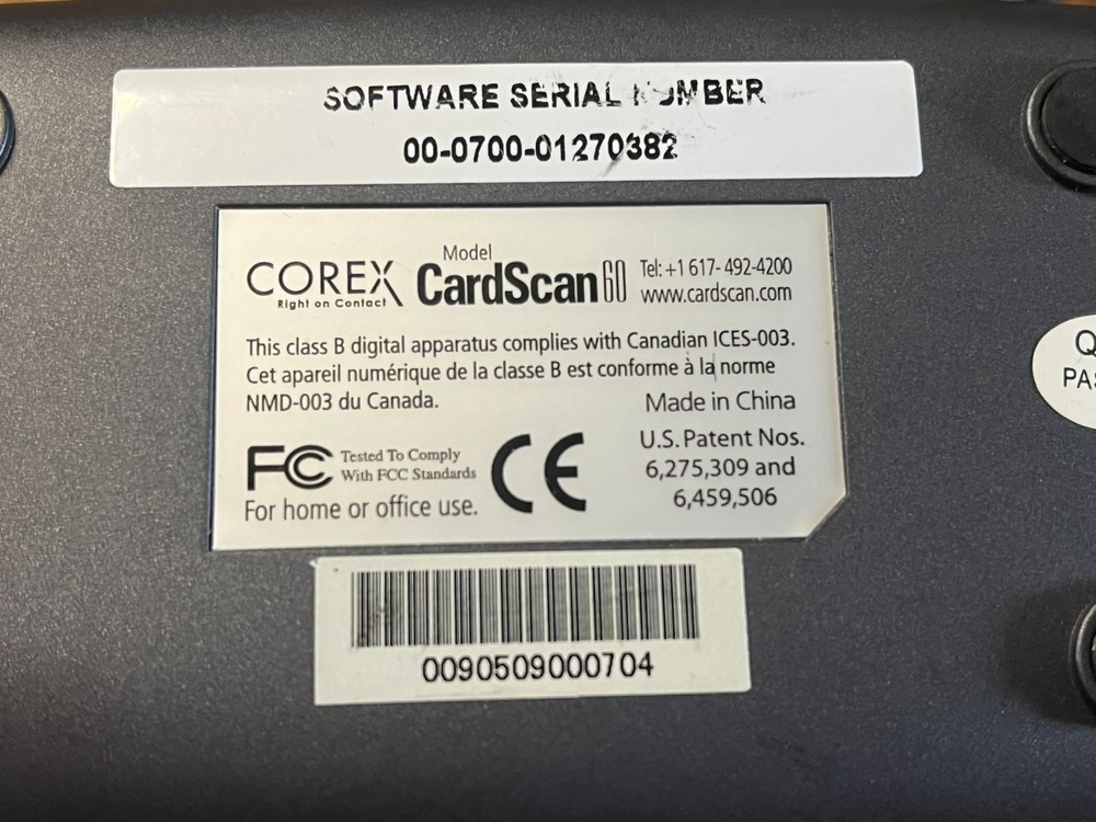Corex CardScan 60 USB Wired Business Card Scanner Untested