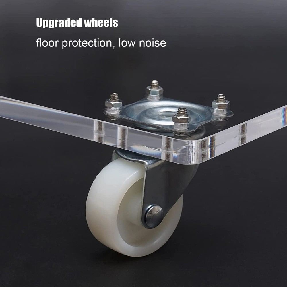 Acrylic Movable Clear Bedside Table C-Shaped End Table Snack Table on Wheels!