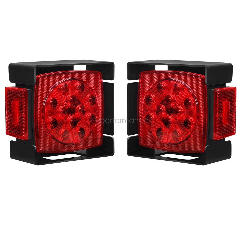 Pair of Steel Tail Brake Lights Guard Square Mounting Box Trailer Truck Over 80"