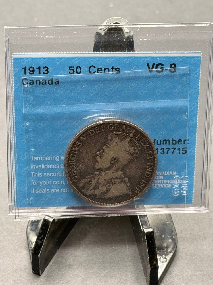 1913 Canada 50 Cent CCCS Graded VG-8