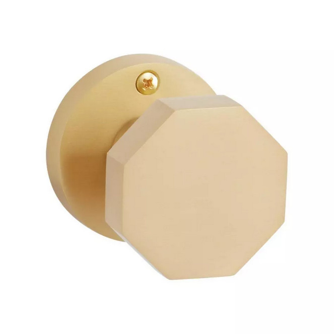 Ambrus Solid Brass Dummy Interior Door Octagonal Knob - No Backset - Satin Brass