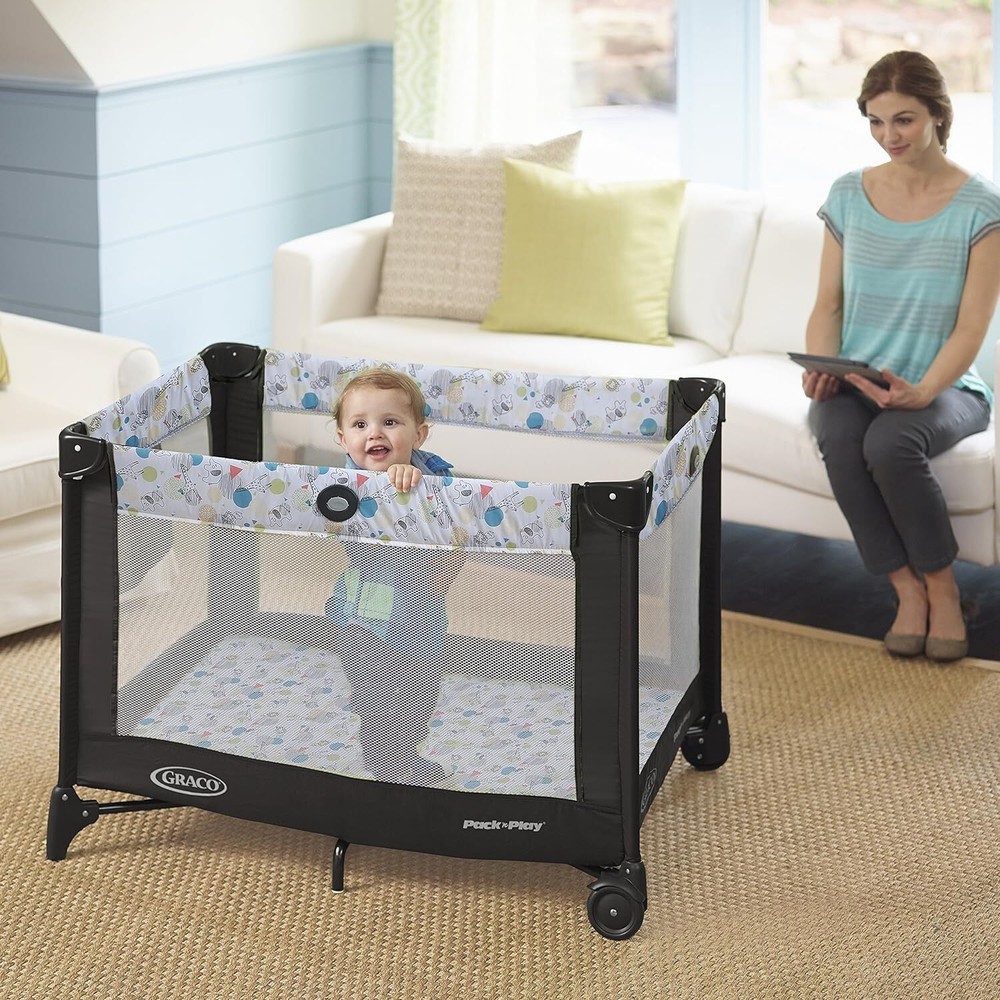 Graco Pack and Play Portable Playard, Push Button Compact Fold, Carnival