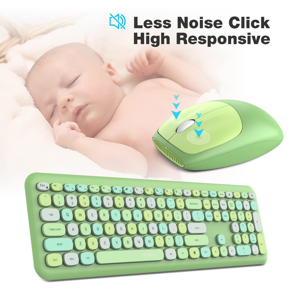 Wireless Keyboard and Mouse Combo, Computer Full Size Keyboard, 2.4GHz USB Dr...