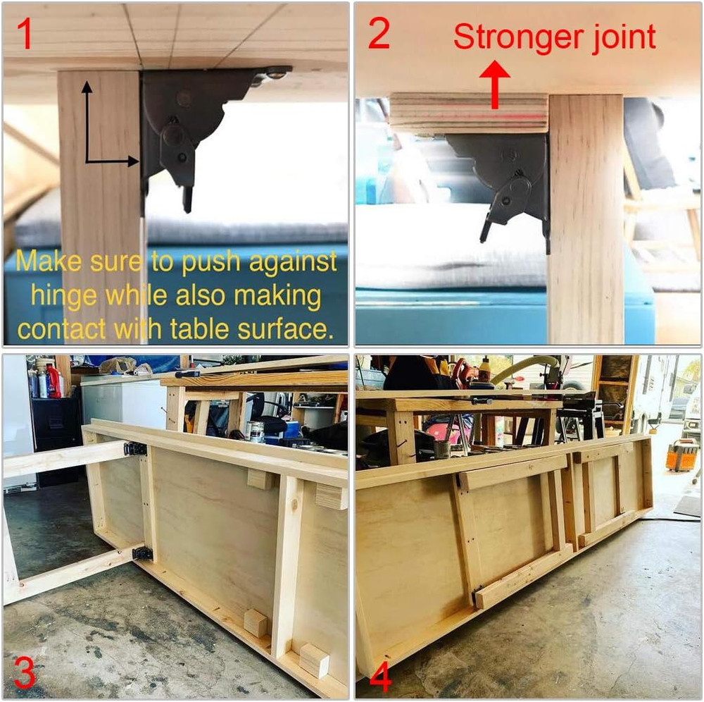 Table Leg Folding Brackets, Foldable Hinge Hardware, Self- Lock Extension