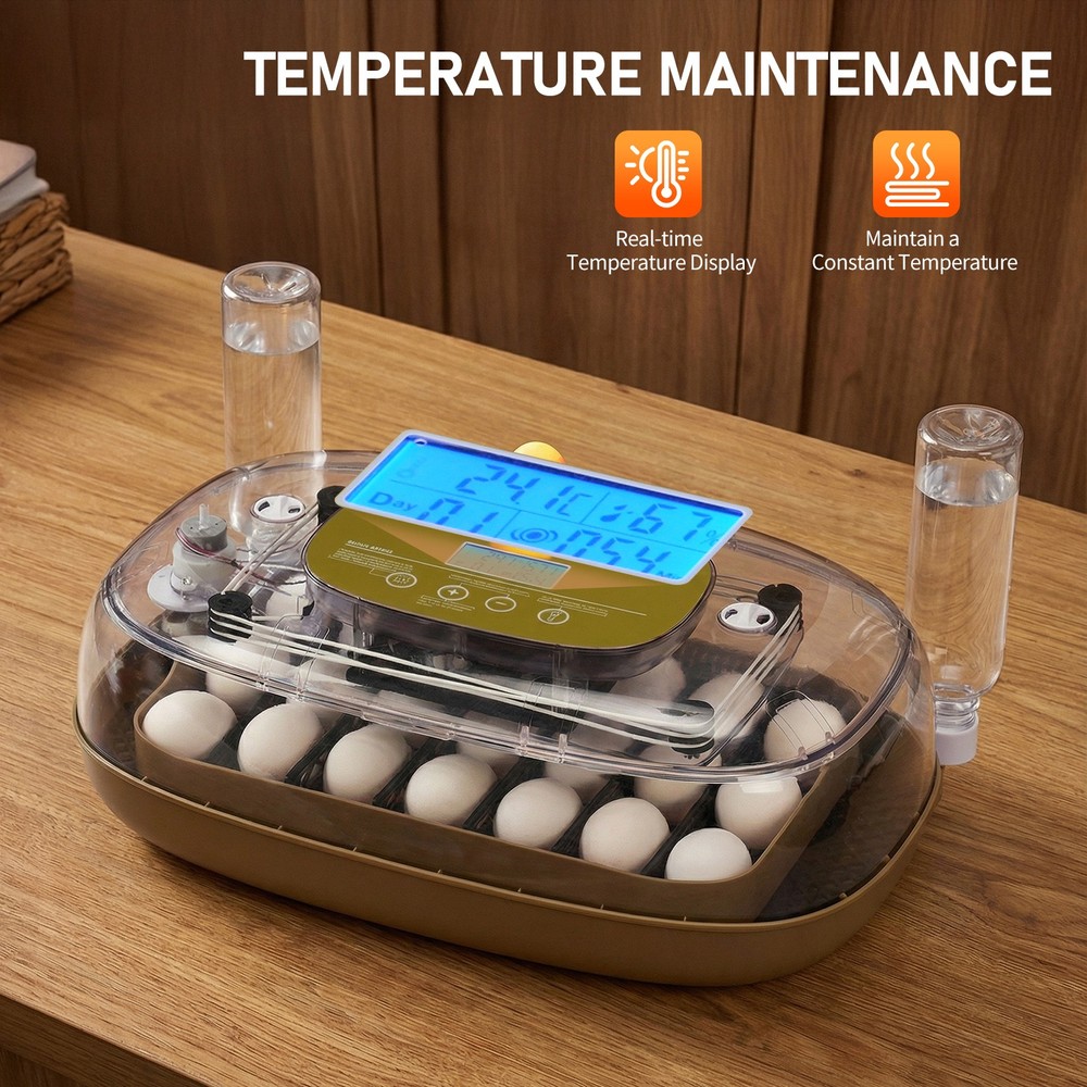 Fully Automatic 24 Egg Incubator Temperature Control Digital Chicken Egg Hatcher