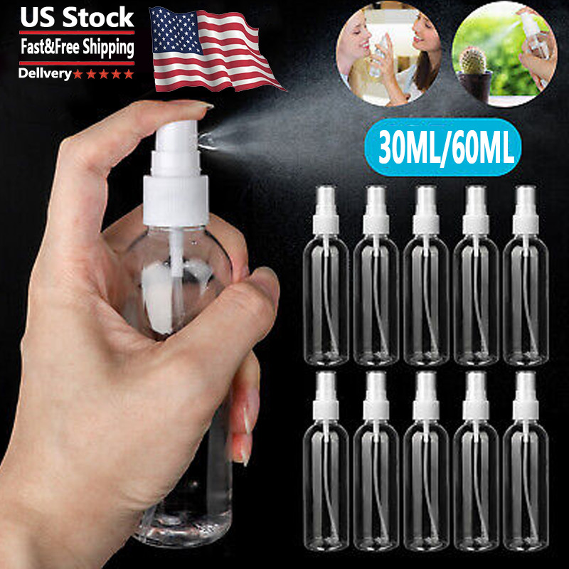 1~5PCS 30ml/60ml Travel Spray Bottle Plastic Transparent Perfume Empty Atomizer