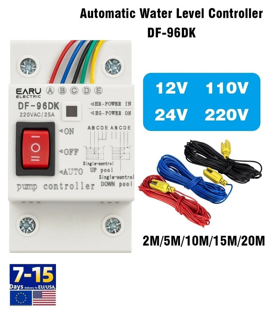 Automatic Water Level Controller 110V 220V 25A Pump Sensor Switch With Probes