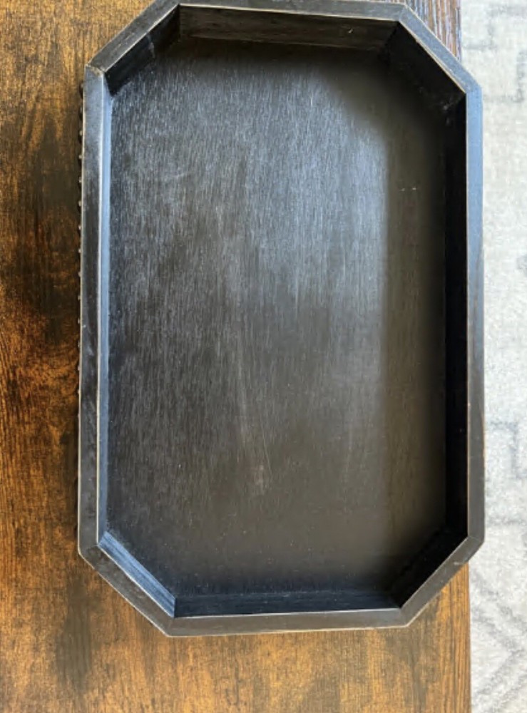 Rustic Wood Serving Tray with Beaded Edge for Table Centerpiece Decor