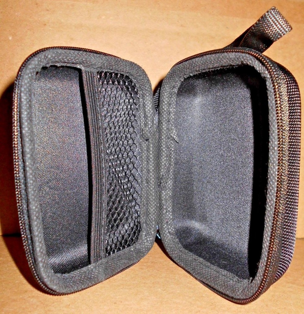 Black Hard-sided 4x3" rectangular Zippered Camera Case Electronics Cards Black