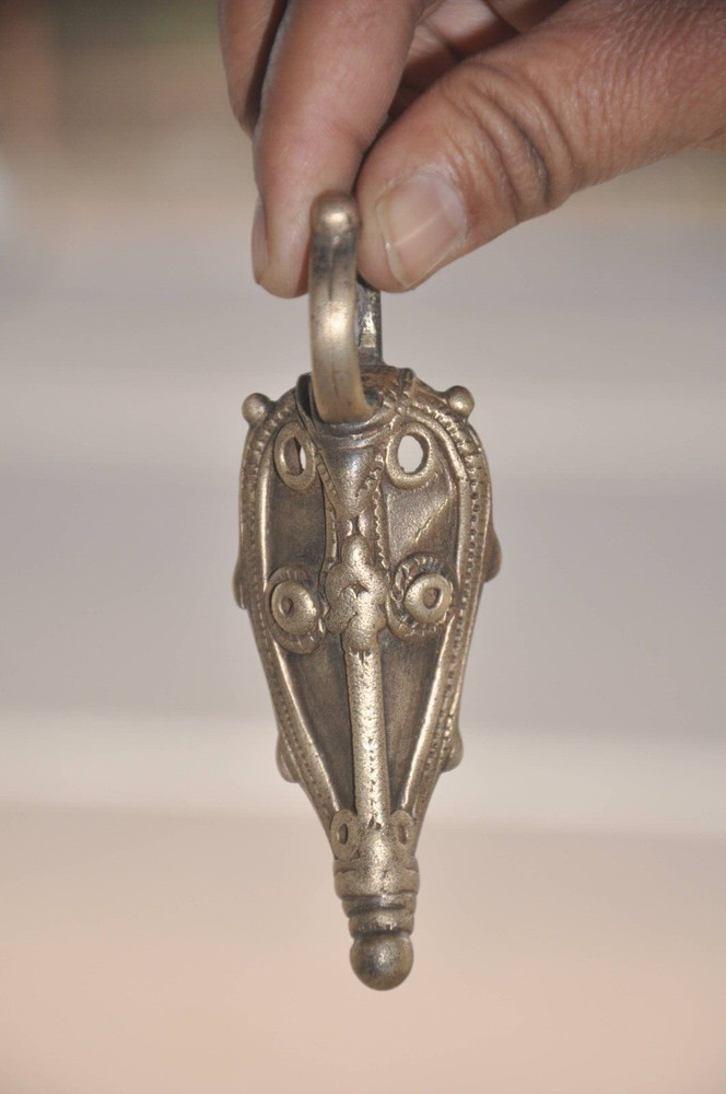 Vintage Brass Handcrafted Unique Shape Embossed Pendant