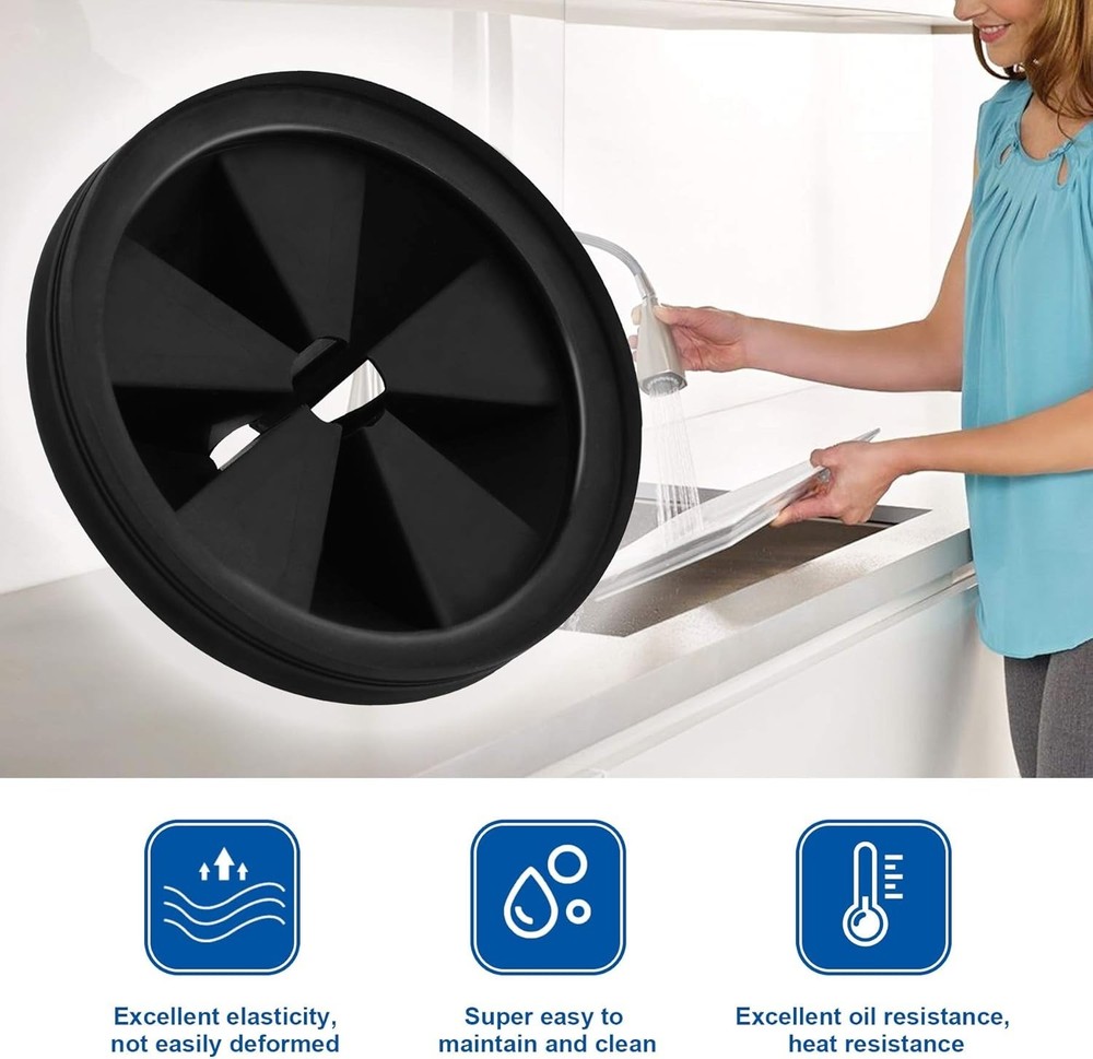 Durable 3-3/8 Inch Garbage Disposal Splash Guard - 2 Pack of Rubber Collars