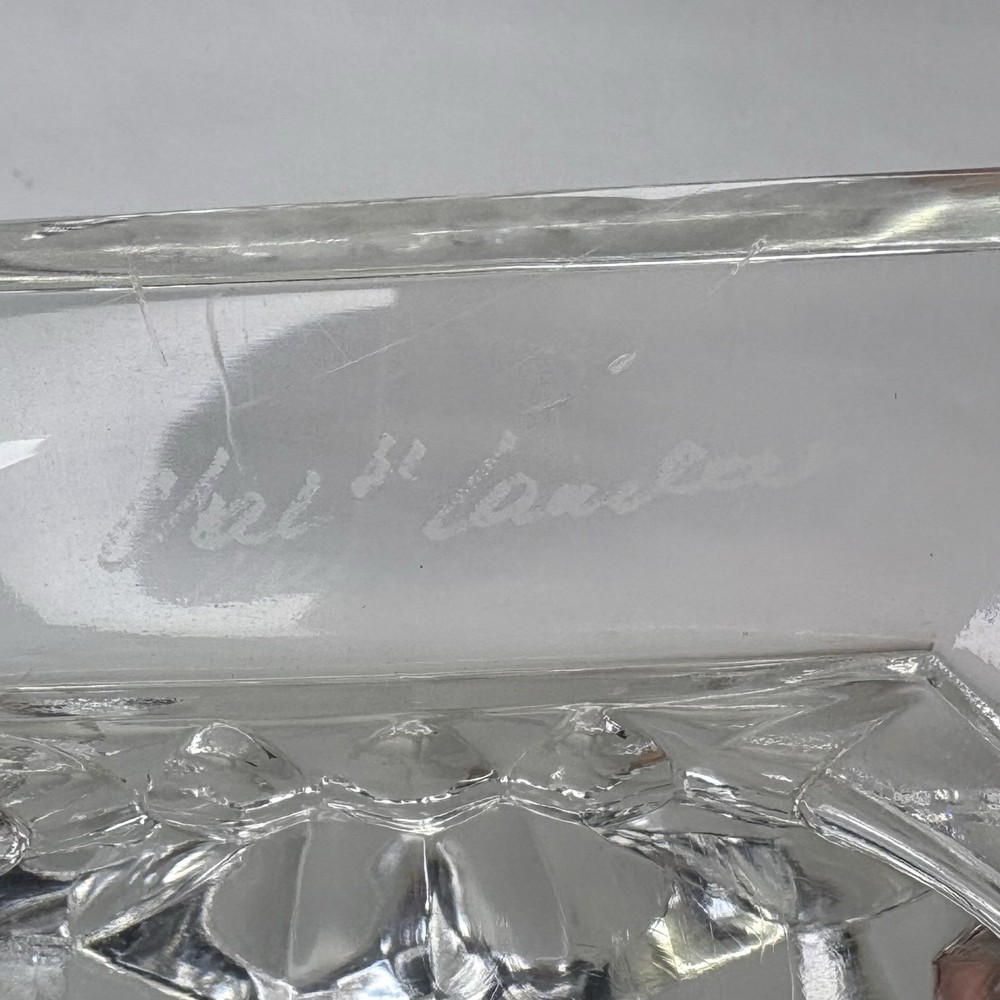 Val St Lambert Clear Cut Crystal Imperial Candelabra Double Candlestick Signed