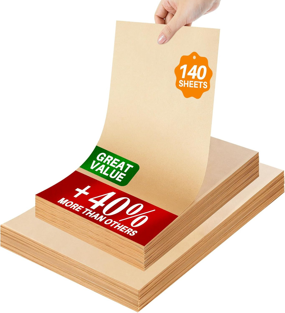 140 Parchment Paper Sheets 9x13 Inch | Precut Unbleached Baking Paper Sheets for