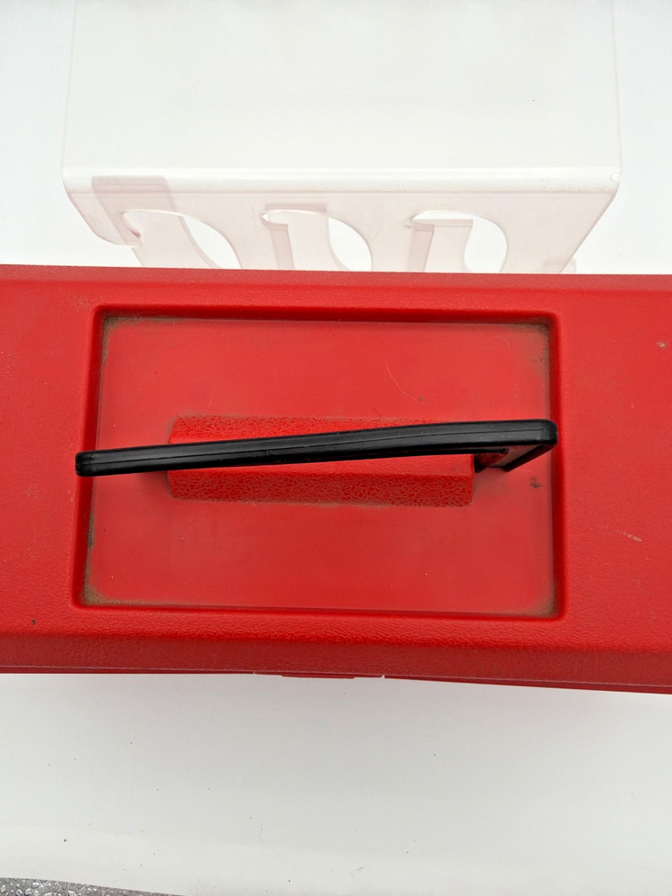 Vintage Akro-Mils Red Plastic Toolbox Tool Box USA w Handle