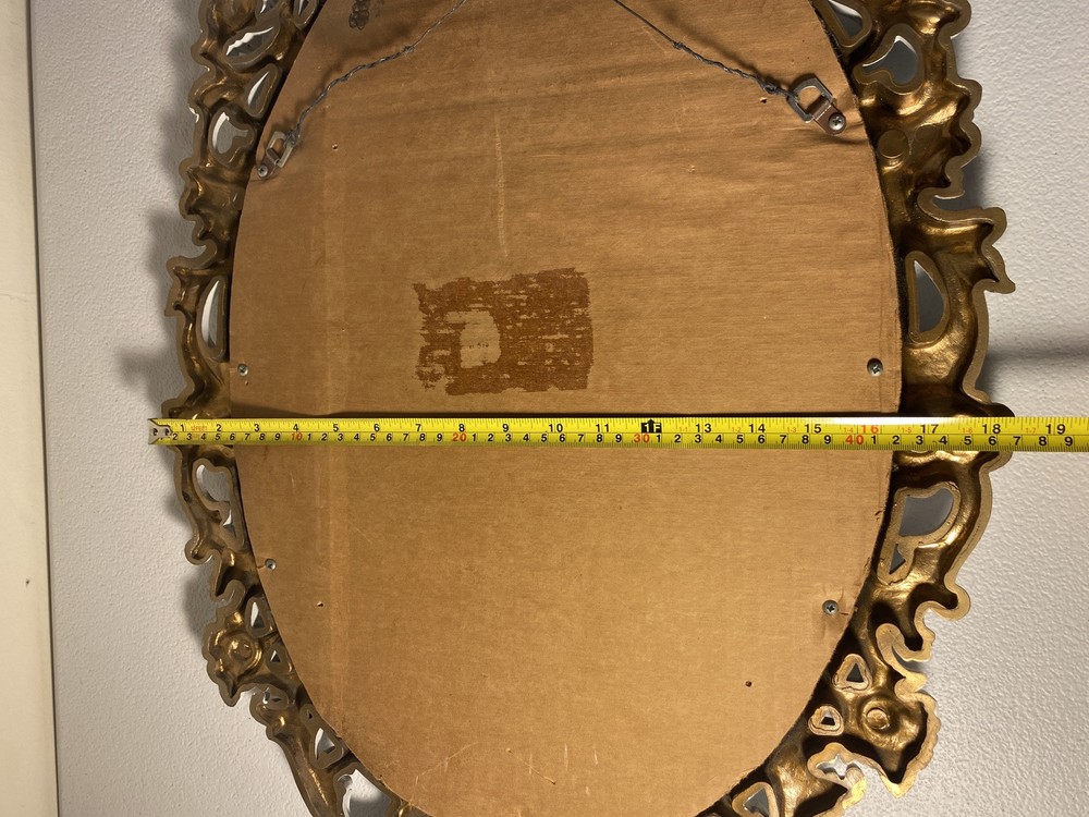Oval Mirror Hollywood Regency Style White Ornate Frame 29" Lightweight