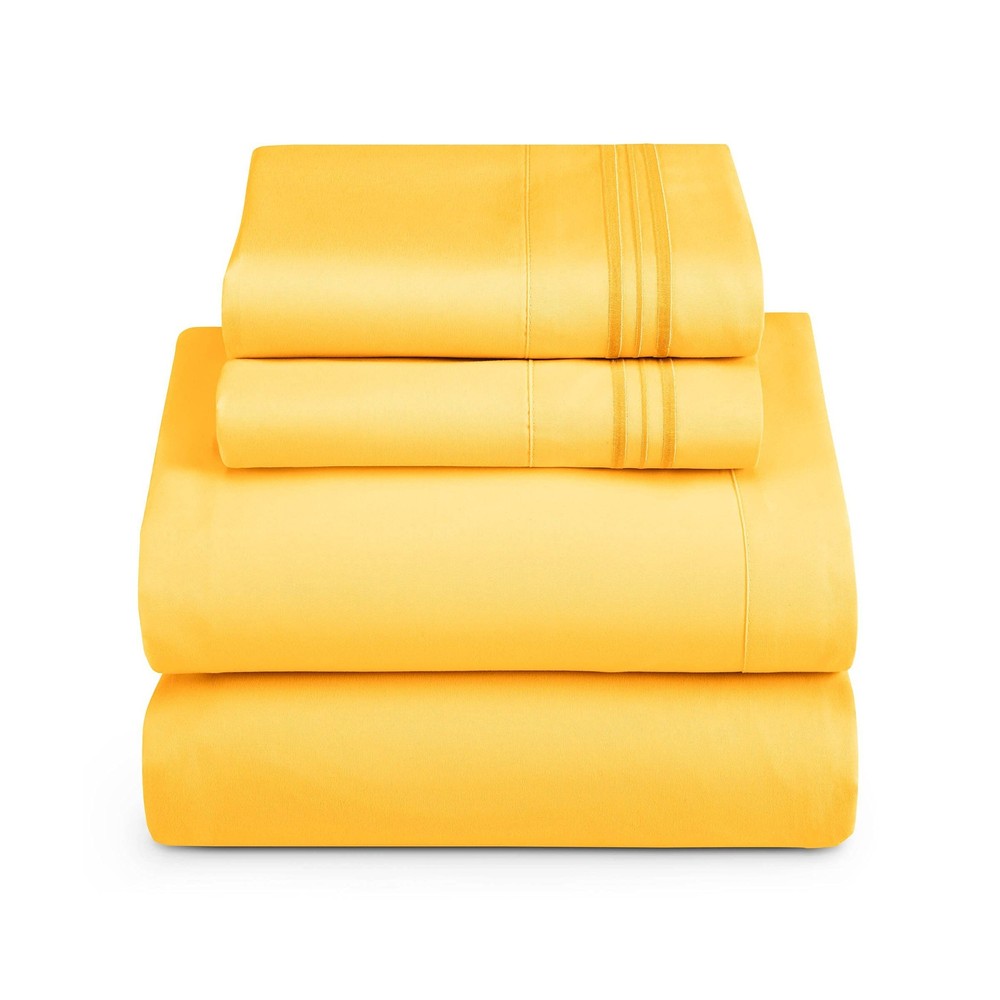 Full Size Sheet Set Flat & Fitted/2 Pillowcase Double Brushed Microfiber Yellow