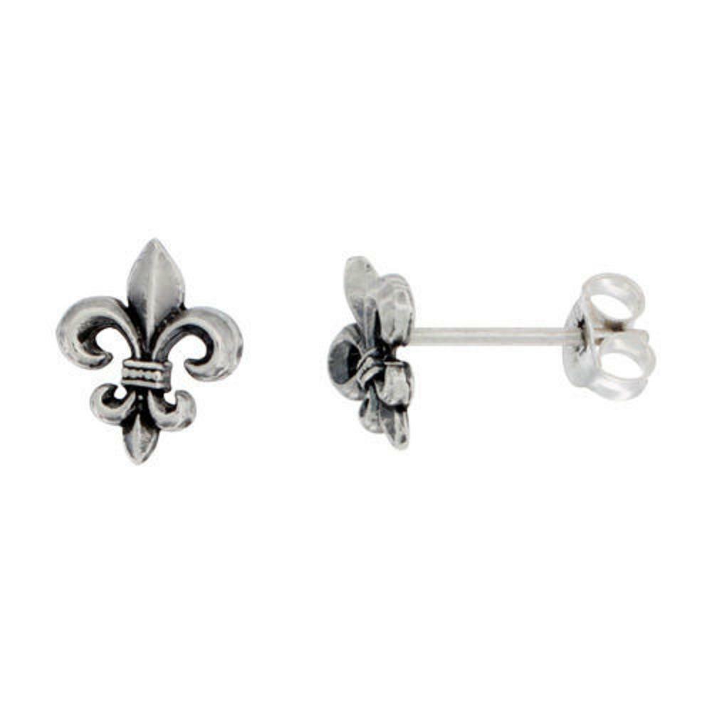 Sterling Silver Fleur de Lis Stud Earrings