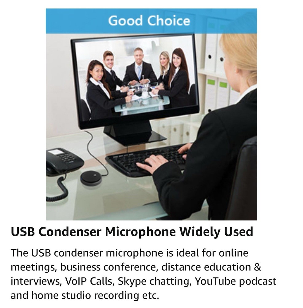 USB Omnidirectional Conference Microphone Plug & Play Upgraded