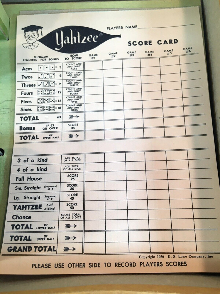 Lowe Games 1961 YAHTZEE