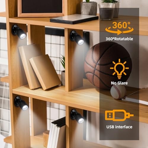 Dimmable Mini LED Spotlight, 6-Pack Daylight 6400K, USB Powered Accent