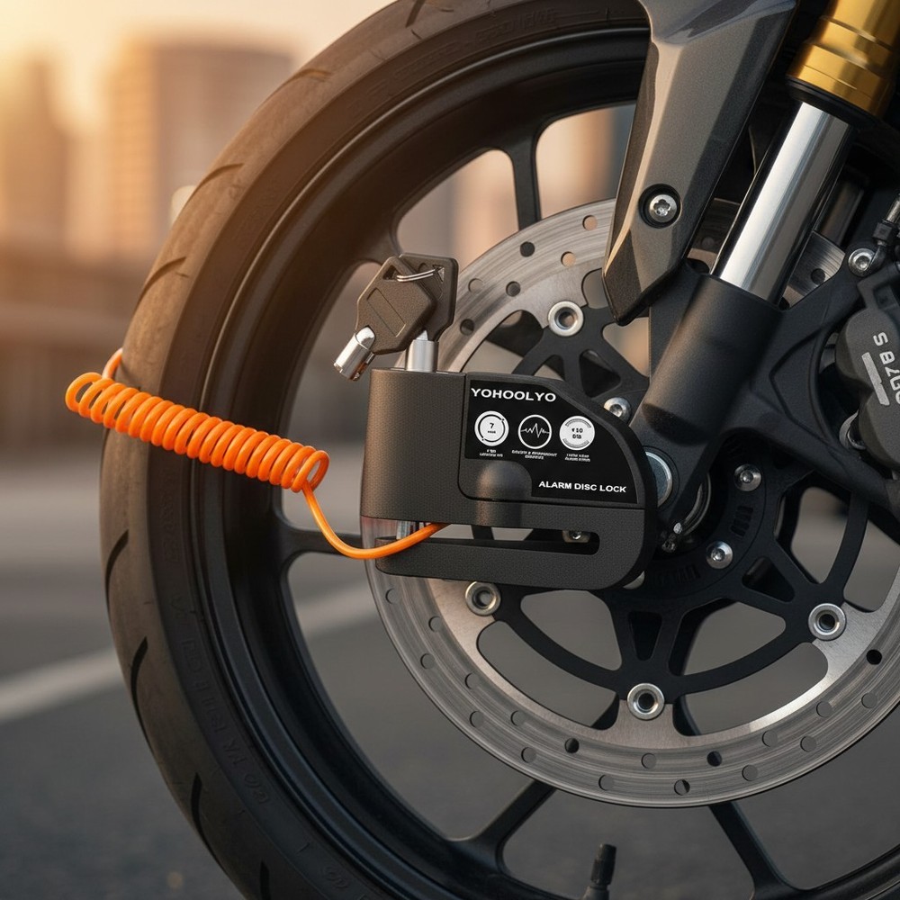 Waterproof Motorcycle Disc Lock - Anti-Theft Pin with Motion Sensor & Keys