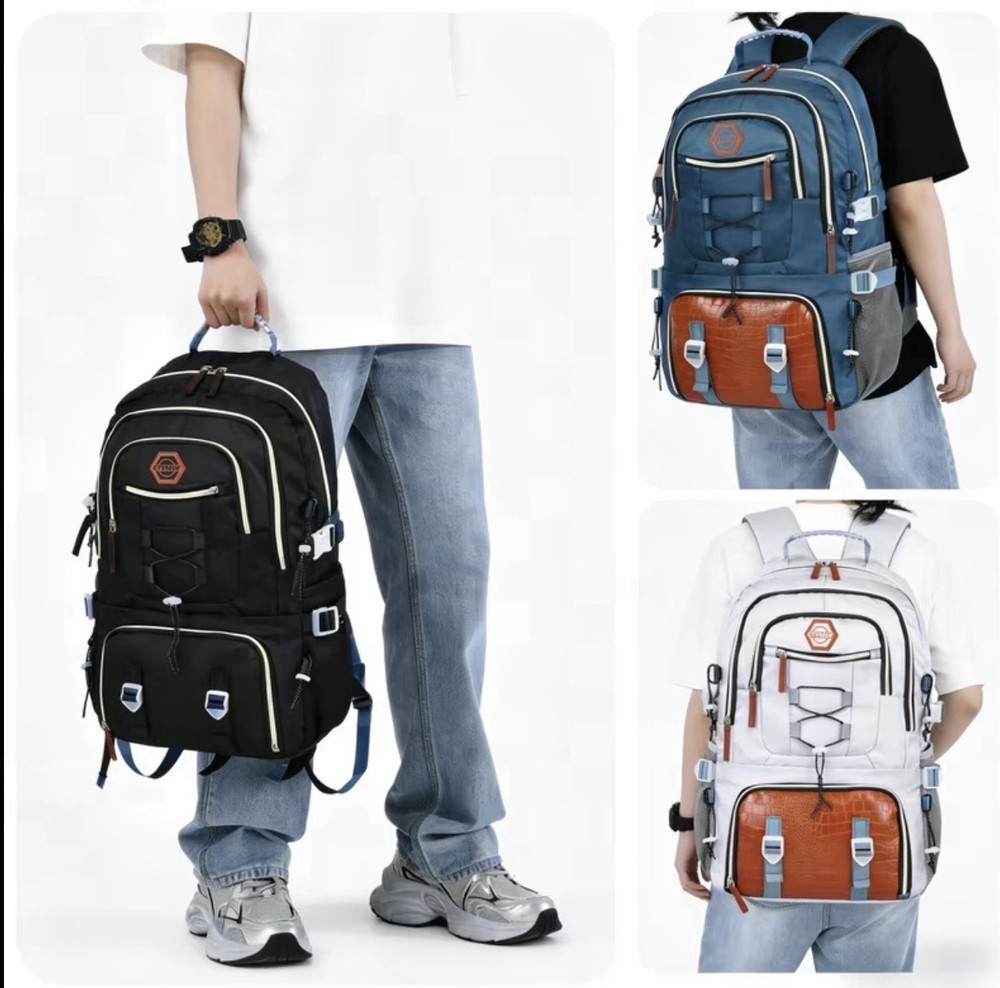 CYMEOE Hiking Backpack Navy Blue Polyester Large Capacity Shoe Compartment