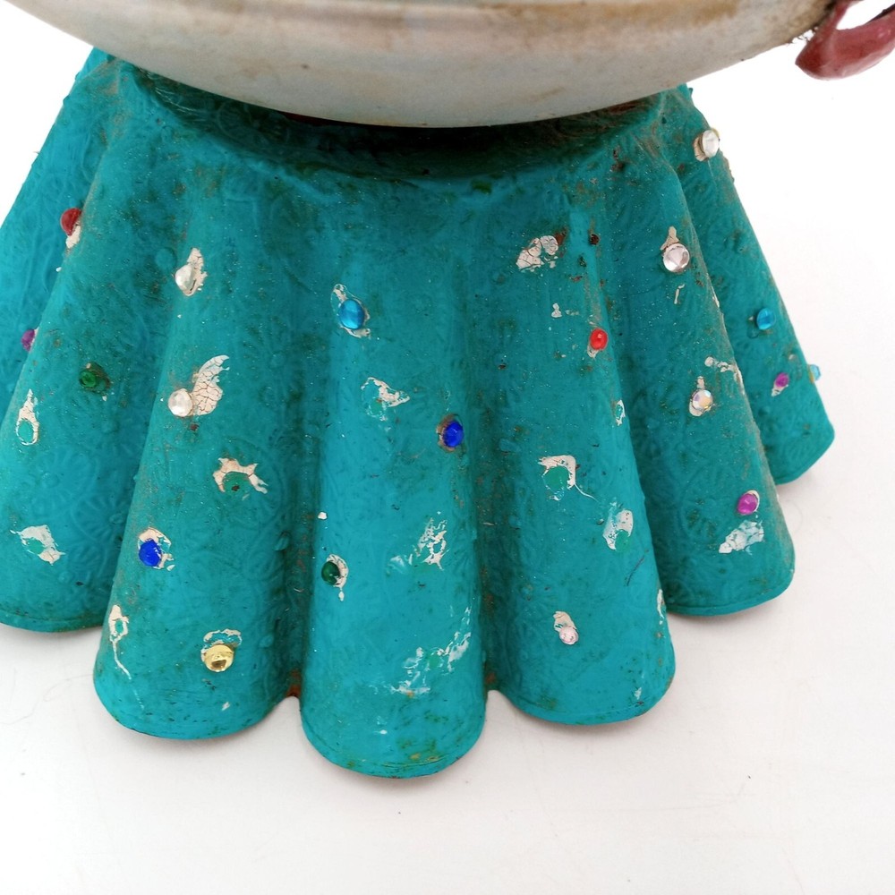 Robot Art Turquoise Planter OOAK Humanoid Assemblage Character Vintage