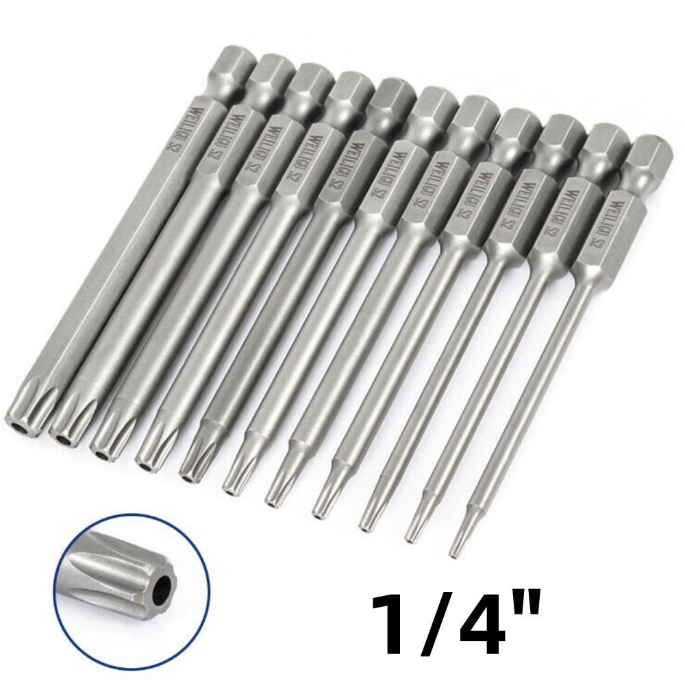Long Reach Torx Star Hex Security Bit Set Tamper Proof Screwdriver Bits 1/4"