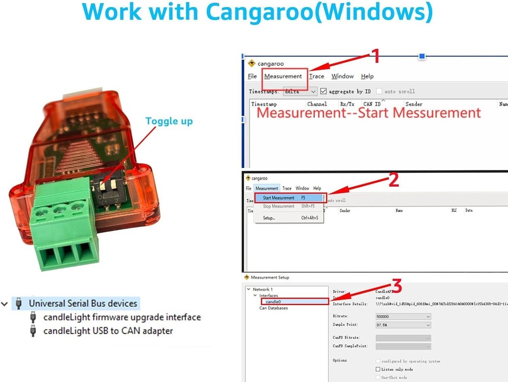 High-Performance USB to CAN Bus Adapter Compatible with SocketCAN - SH-C30A