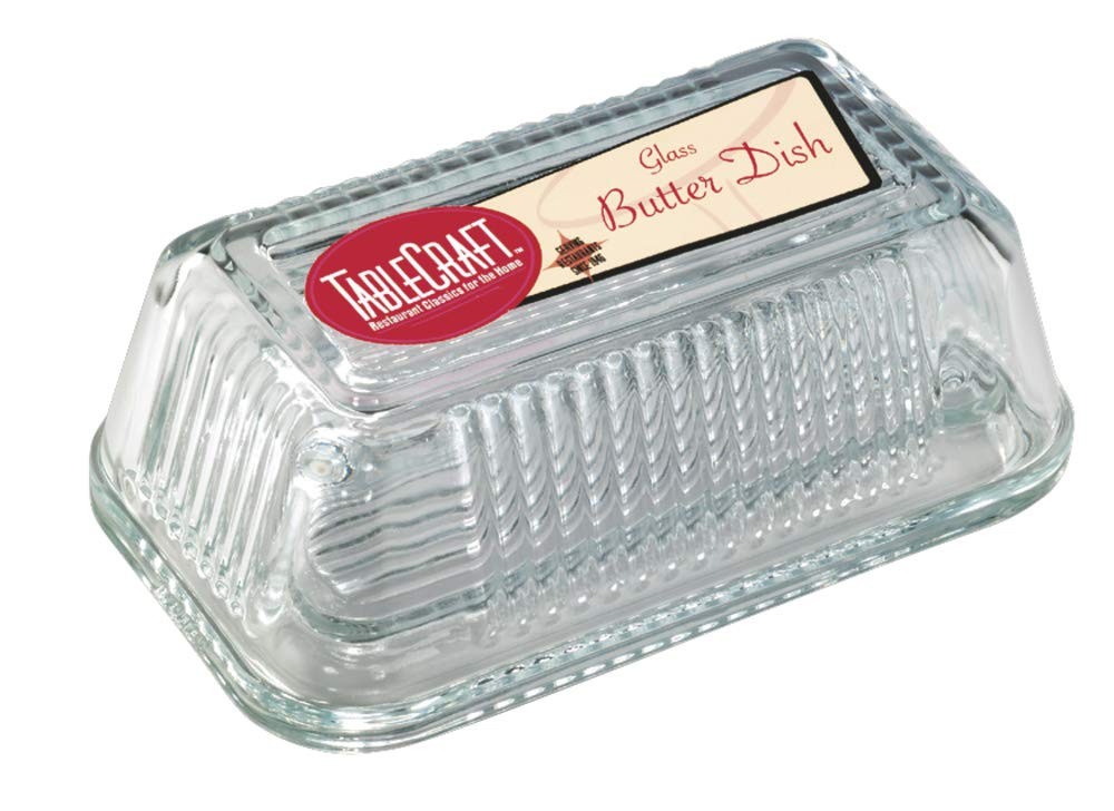 Ribbed Glass Butter Dish