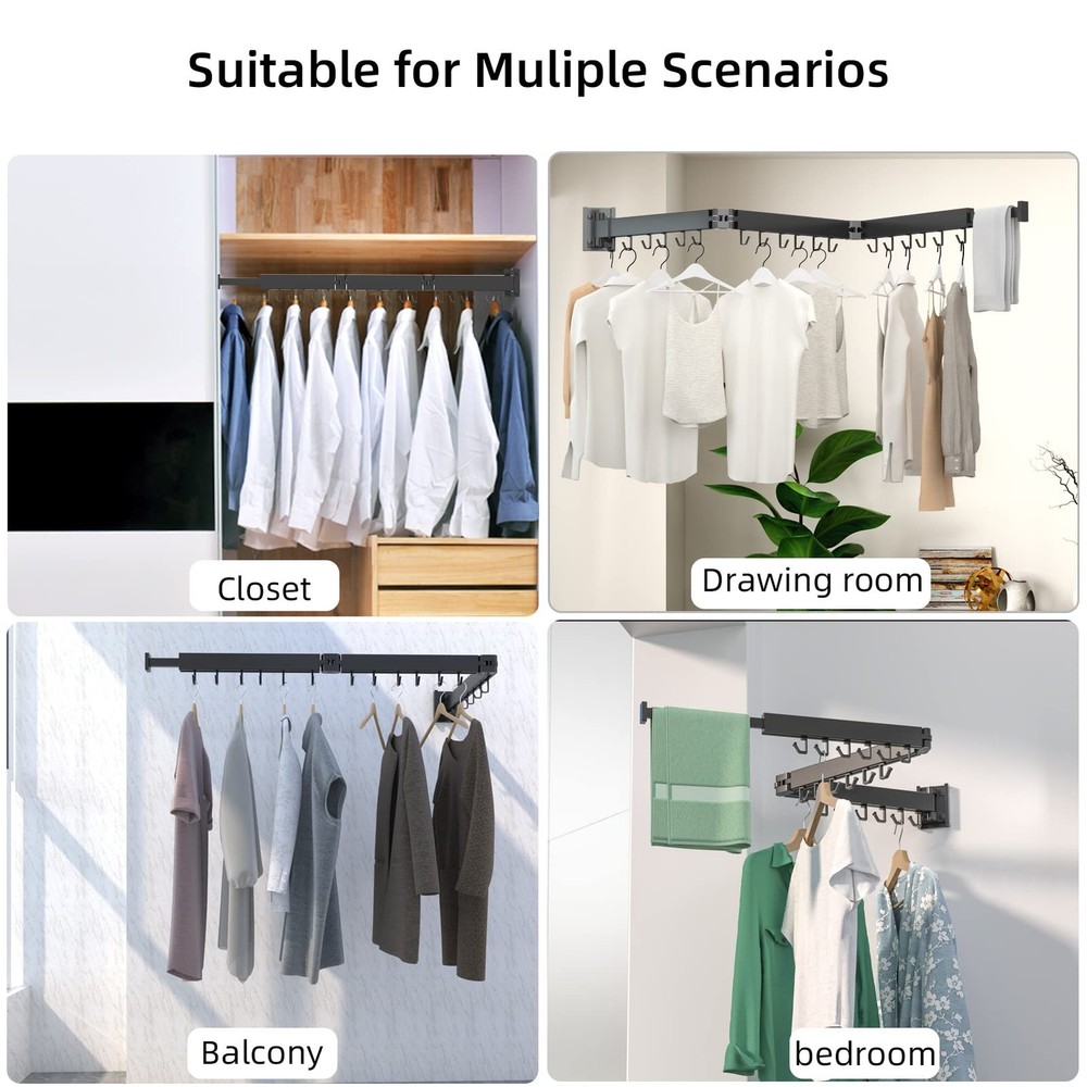 Wall Mount Clothes Drying Rack, 2-Fold Foldable & Sturdy Laundry Drying Rack ...