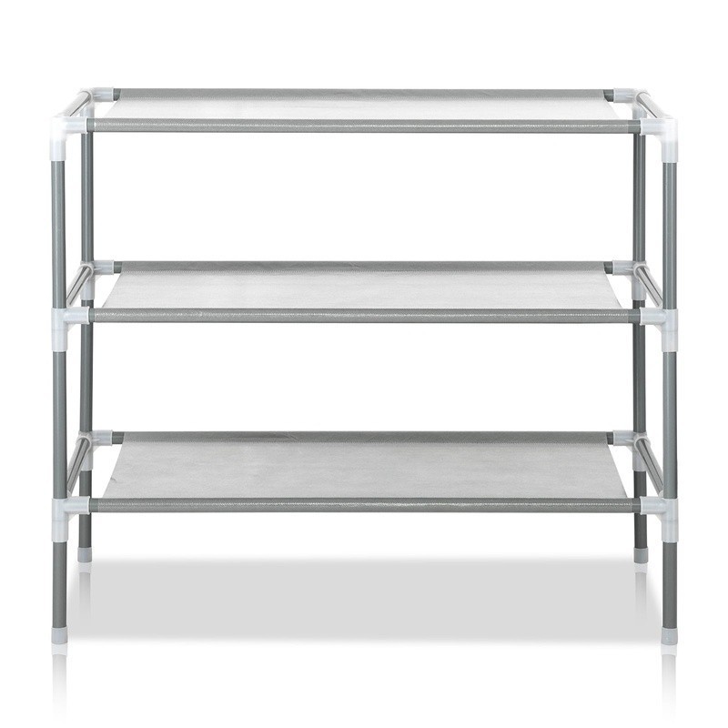 3 Tier Shoe Rack Compact Non-woven Fabric Organizer Stackable Storage Solution