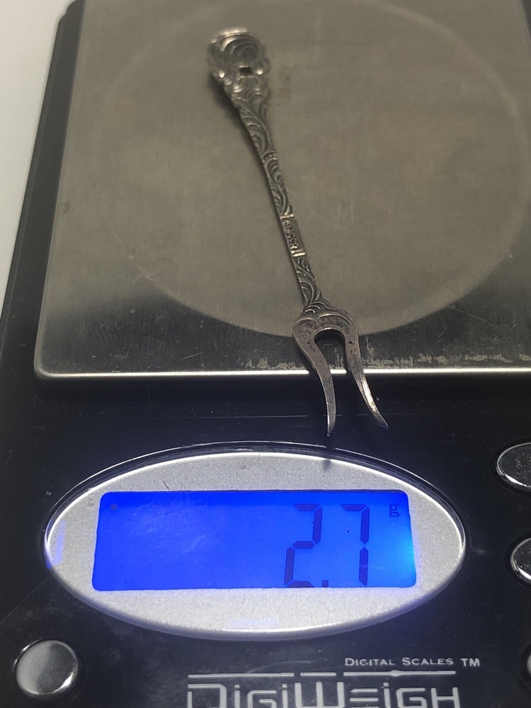 Antique Miniature 835 Silver Floral Repousse Fork