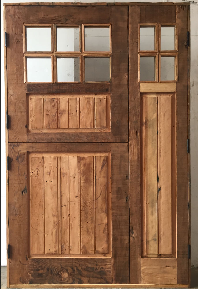 Rustic solid alder door Pre Hung one side lite 2 sets trim Glass U choose size