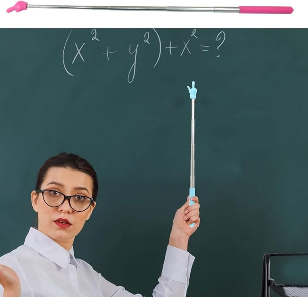 5 Pcs Retractable Teacher Pointer, Extendable Finger Pointer Stick Colorful Hand