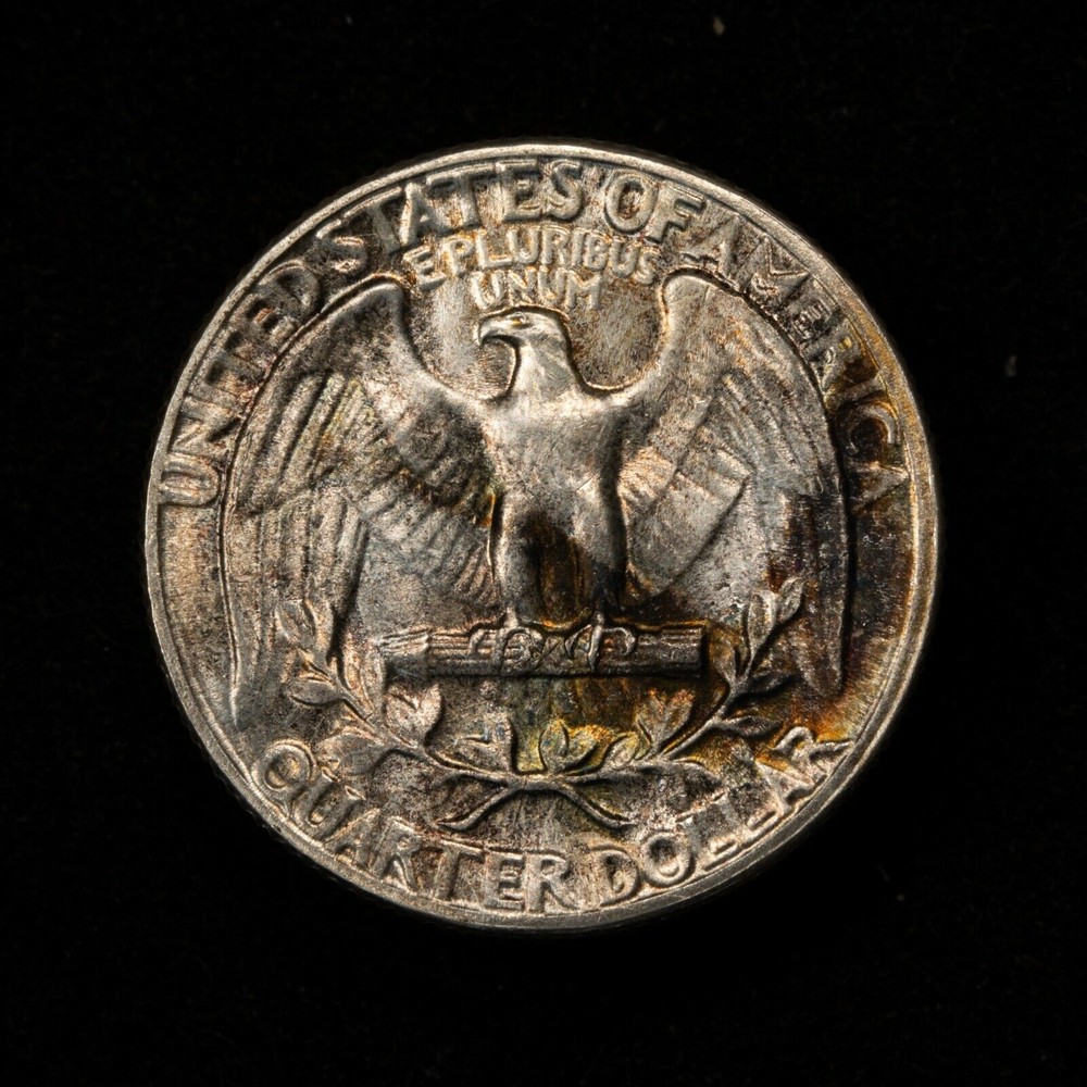 1954 25c Washington Quarter - UNC - Luster - Rainbow Pattern Toning - Y4128