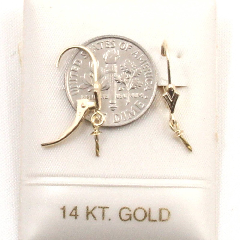Pair of Solid 14k Yellow Gold Unique Leverback Split Ring Earring Component DIY