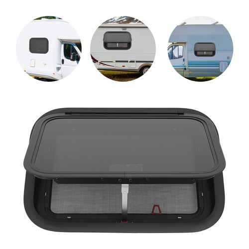 RV Exit Window W/ Trim Ring & Screen Push Out Camper Venting Window 22*15 Inch