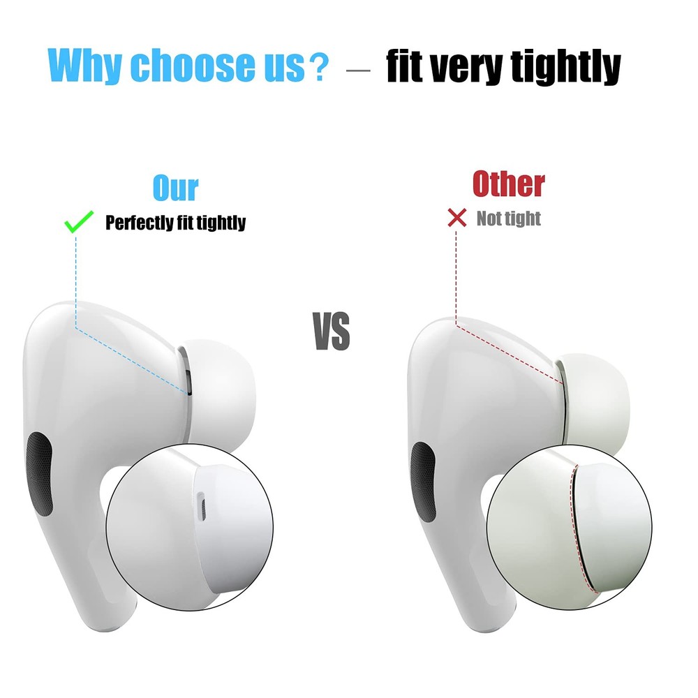 [3 Pairs] Replacement Ear Tips for AirPods Pro 2nd/1st-(Medium), White