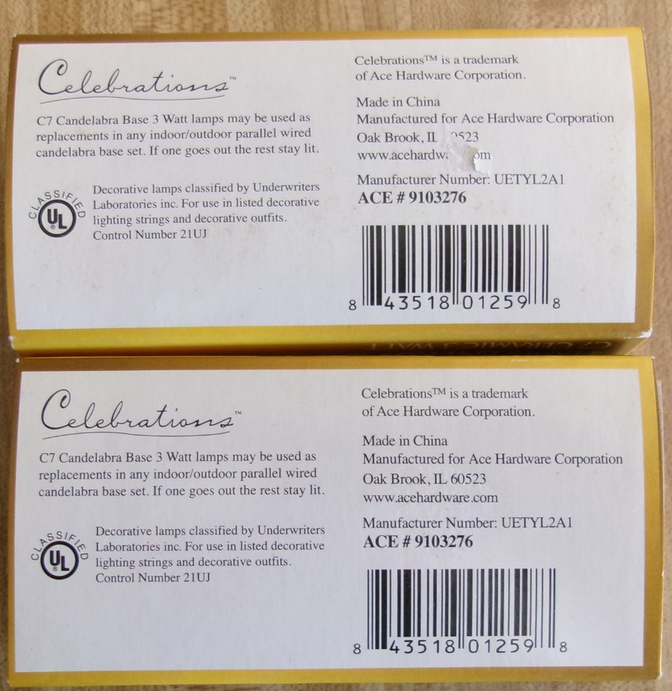 8 VTG Celebrations Replacement Bulbs C7 Ceramic, Multicolored