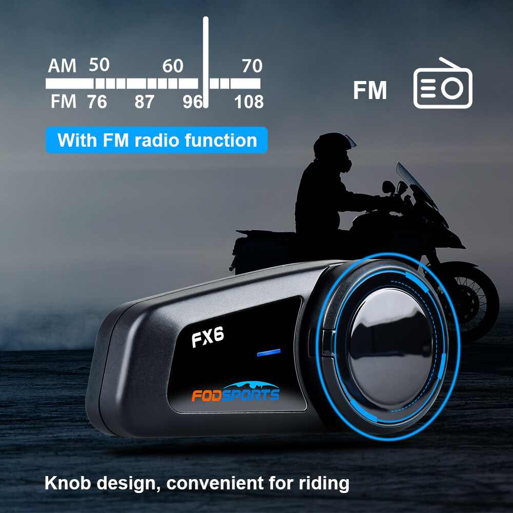 2X 1000M Motorcycle Intercom 6 Riders Communication BT Bluetooth Helmet Headset