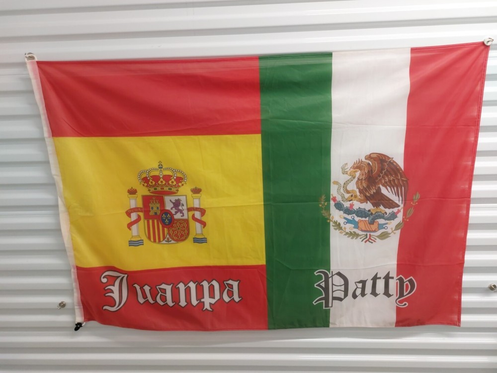 Spain Mexico Flag Banner Decal 3x5