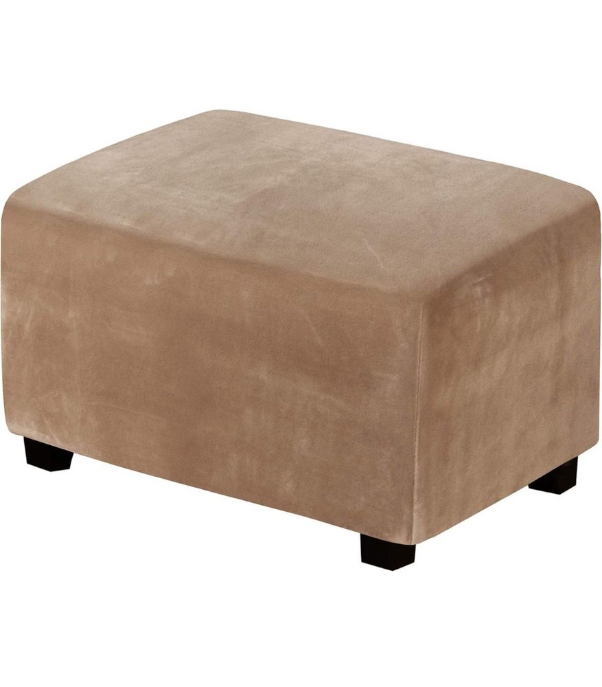H.VERSAILTEX Real Velvet Plush 1 Piece Form Fit Stretch Rectangle Folding Brown