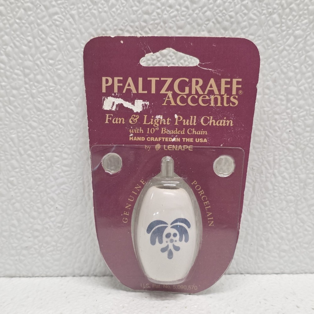 Pfaltzgraff Yorktowne Ceramic Fan Light Pull Chain White Blue Floral Replacement