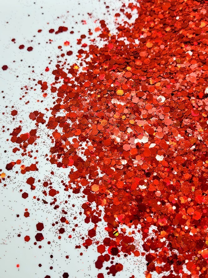 Holographic Chunky Red Glitter - Ruby Red 3 oz.