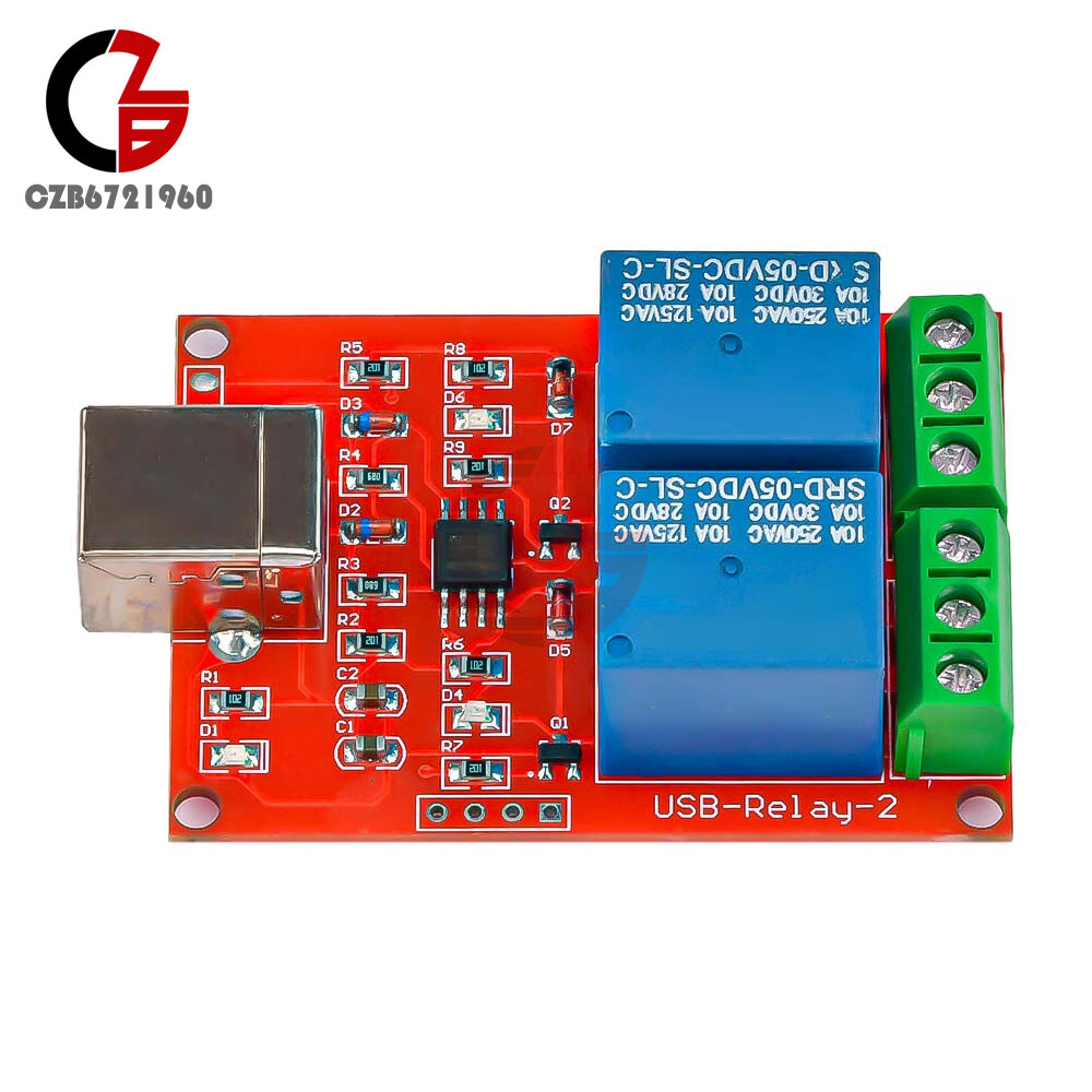 2 Channel USB Relay Module DC 5V Programmable Computer Control For Smart Home