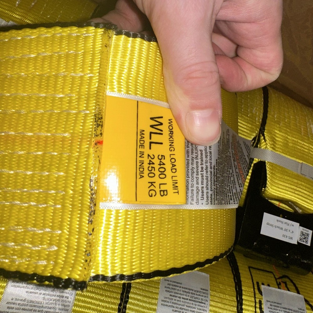 (10 Pack) 4"x30' Winch Straps w/flat hook, WLL 5400 Flatbed Tie Down Strap