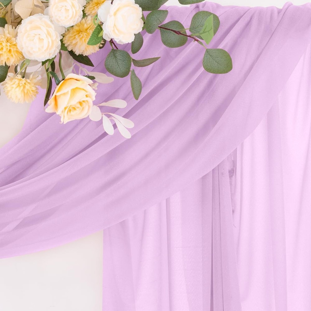 Jimtx Spring Lilac Wedding Arch Draping Fabric 1 Panel 29" × 20FT Sheer